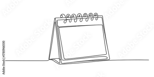 One continuous line drawing of a desk calendar, symbolizing time management, event scheduling, and important date planning for effective business and personal organization.