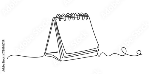Continuous line drawing of a desk calendar, an artistic and minimalist representation of time management, scheduling, and important dates, perfect for planning concepts and events.