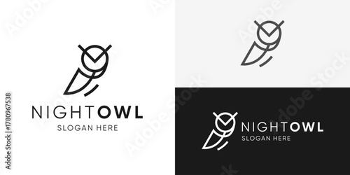 Creative simple night owl logo template. Owl bird, nocturnal symbol logo design vector illustration.