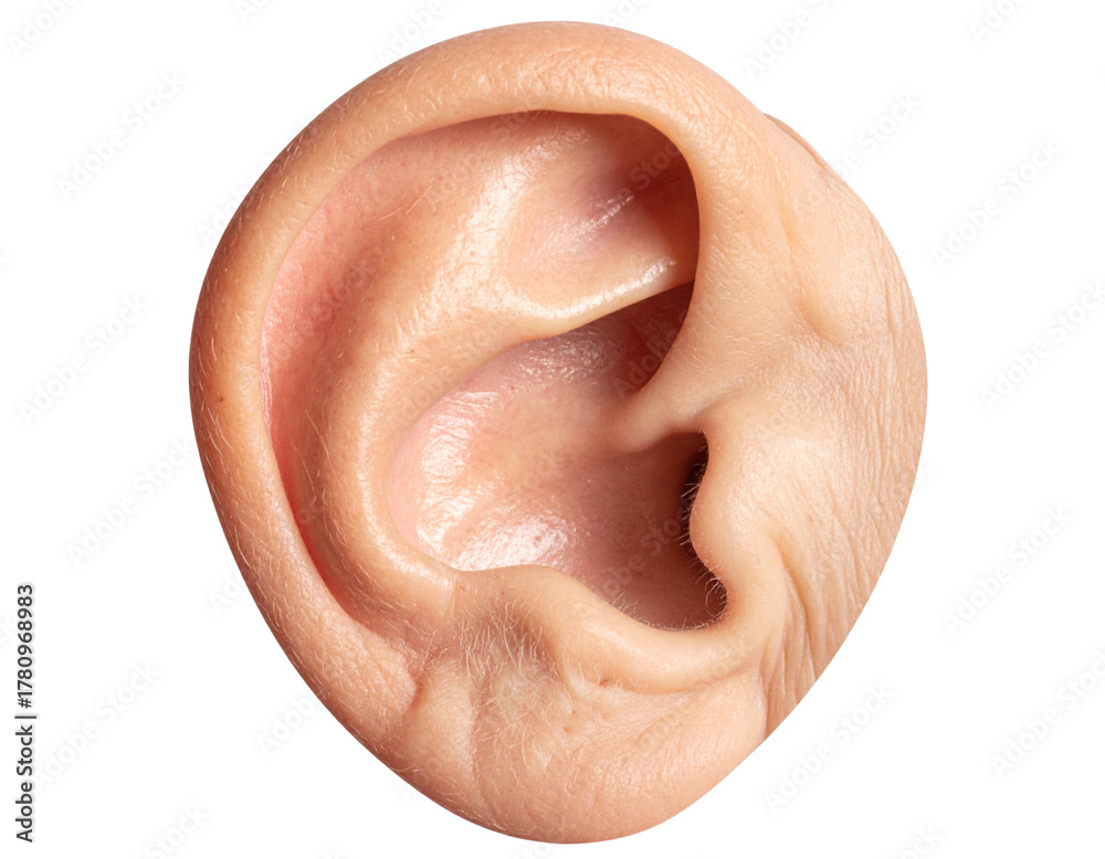Fototapeta premium Realistic Ear Close-Up – Hearing and Sensory Organ Concept PNG