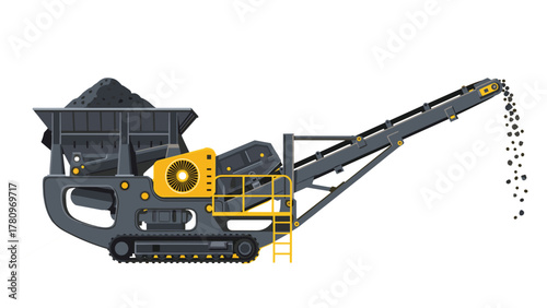 Mobile Crushing Machine with Conveyor for Mining and Construction
