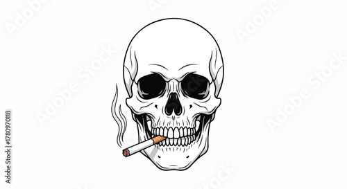Human skull smoking vector illustration