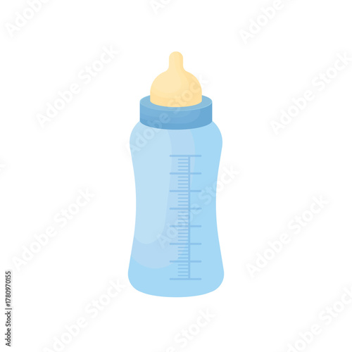 A baby bottle for formula isolated on a white background. Blue feeding bottle. Baby items.