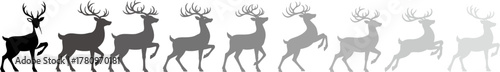 Christmas Deer Silhouette Vector – Elegant Reindeer Line Art for Holiday Design, Stylish reindeer silhouette vector with elegant poses. Perfect for Christmas cards, winter decorations