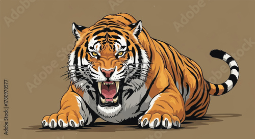 Fierce Realistic Tiger Head Roaring or Staring Intensely, Symbolizing Strength, Wildlife, and Apex Predator