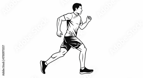 Simple Art of a Man Running or Jogging, Illustrating Fitness, Health, and Endurance Exercise