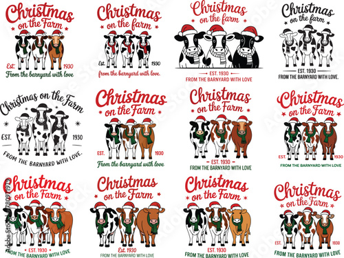 Christmas Highland Cow Farmhouse