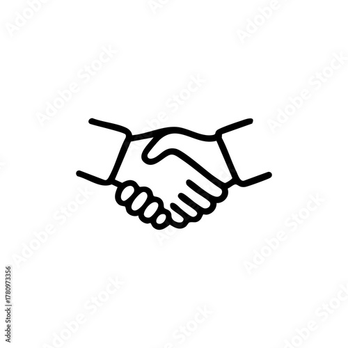 Two hands shaking outline