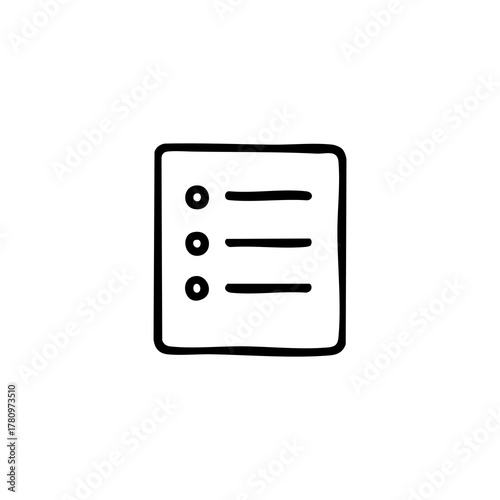 Hand-drawn list with circular bullets and horizontal lines