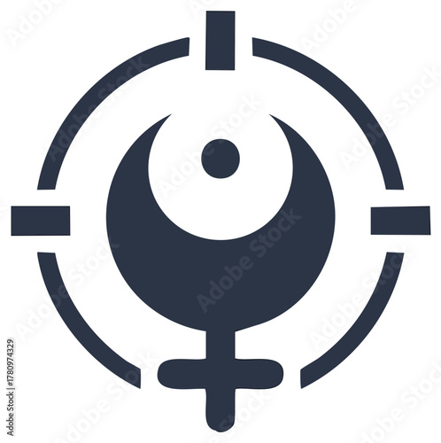Symbolic Representation of Gender Moon and Target Design Graphic Concept Focus Precision