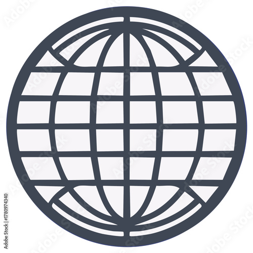 Globe Icon Round Earth International Worldwide Global Network Symbol