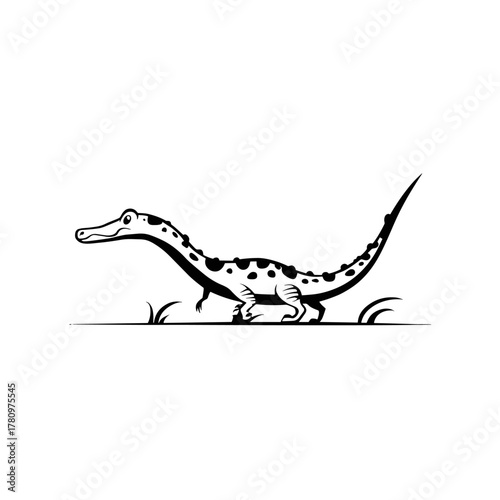 Baryonyx. Baryonyx simple black and white line art vector logo