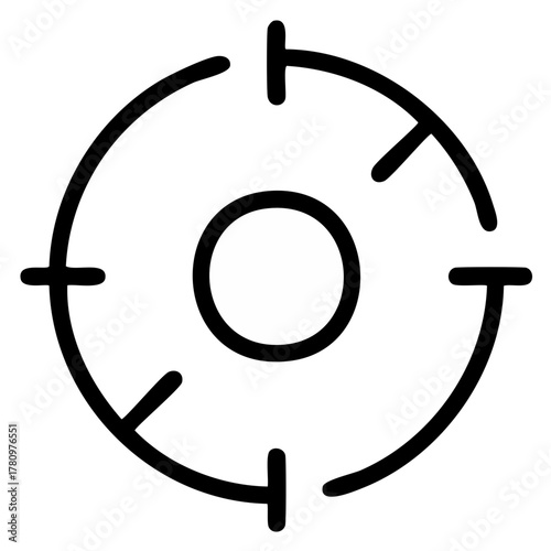 Graphical Target Sight, Focusing Icon with Crosshair Bullseye, Aim Symbol