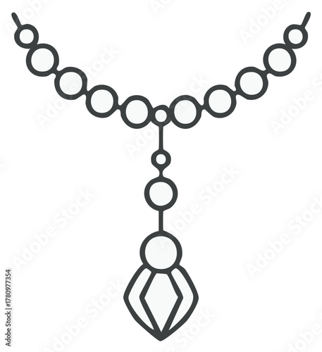 Elegant round bead necklace with a faceted gemstone pendant