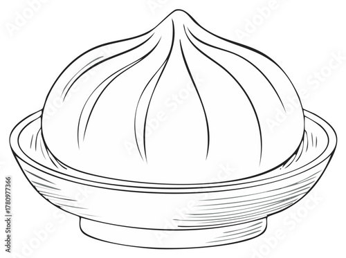 Vector illustration of traditional Asian dumpling on a plate