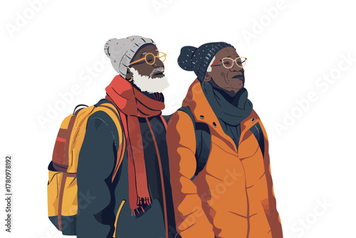 black elderly couple isolated