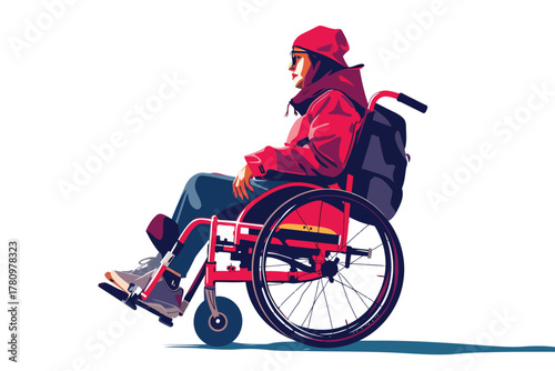 extravagant person in wheelchair isolated