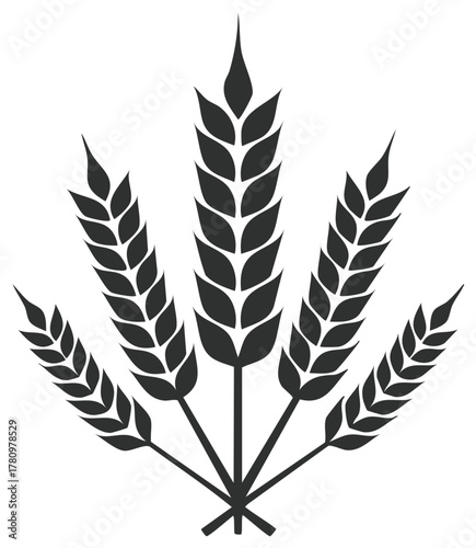 Wheat Ears Silhouette, Cereal Grain Vector Illustration