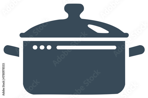 Kitchenware vector icon of a lidded stockpot for cooking meals and recipes
