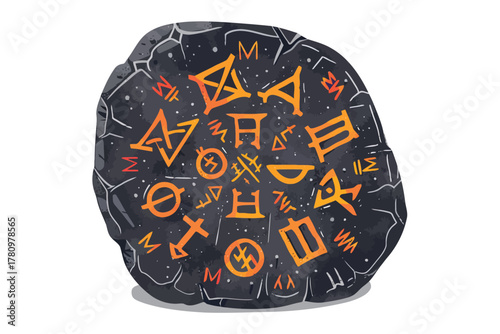 Nordic rune stone divination wheel isolated