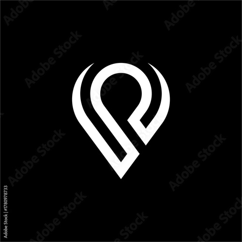 An elegant and dynamic "P" pin logo. Ideal for modern brands requiring location-based identity, such as mapping software or delivery services.