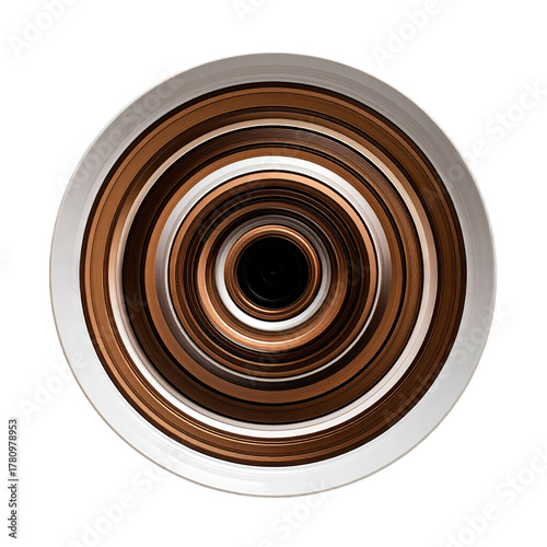 Concentric rings of varying browns and whites, creating a tunnel effect, black center
