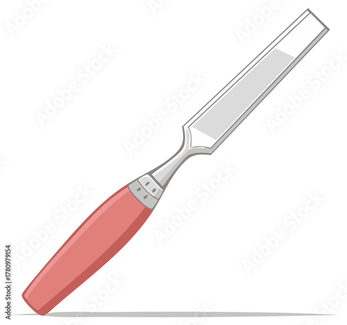 Illustration of chisel for woodworking with handle, flat chisel tool vector