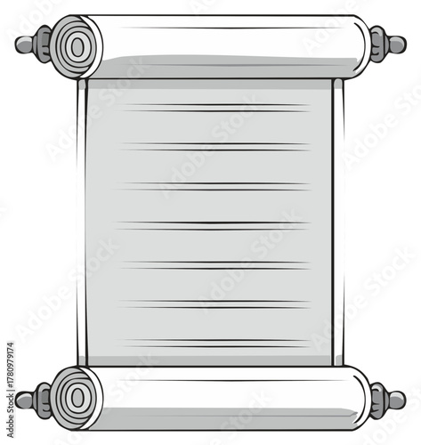 Ancient unfurled scroll with blank parchment for text an important announcement or message