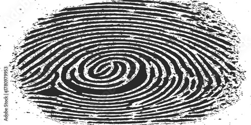 Fingerprint texture illustration in blue liquid ripple and concentric wave circles on white background