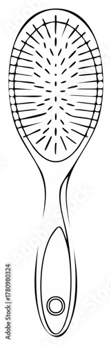Simple outline drawing of an oval hairbrush for grooming and styling hair