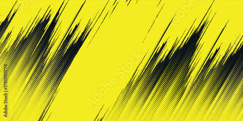 Graphic dots halftone yellow and dark blue color pattern gradient grunge texture background. graphic vector