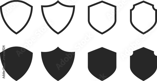 shield icon collection. Digital Protection symbol. Privacy Guard sign. Safety shield icon set