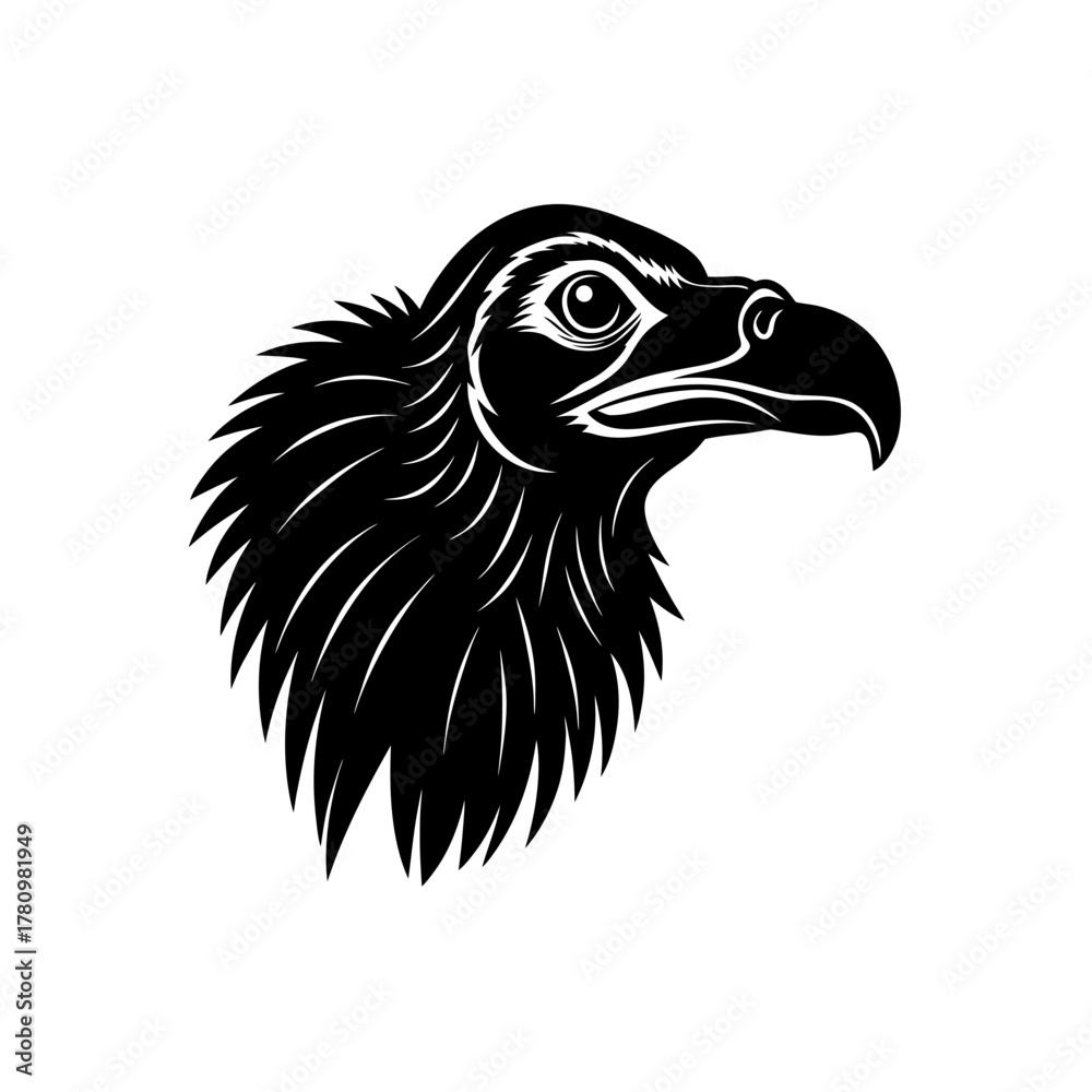 Fototapeta premium Vulture head retro woodcut style black and white illustration