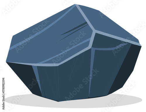Stylized blue geometric rock illustration with sharp facets