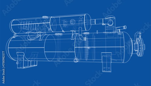 Industrial Tank Blueprint. Vector