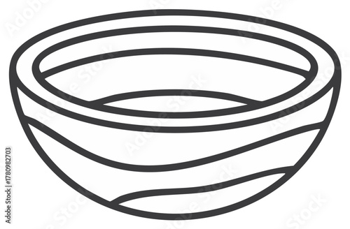 Empty Bowl Line Art Illustration Minimalist Kitchenware Food Serving Vessel