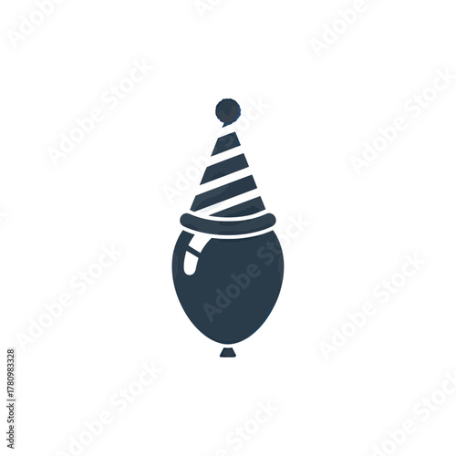 Celebration icon featuring balloon with hat conveying festive atmosphere illustration
