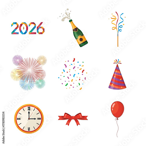 Celebratory 2026 new year themed elements creating a festive mood and atmosphere