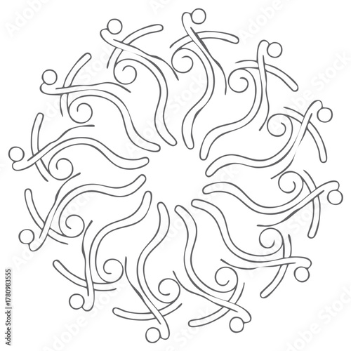 Abstract Swirl People Mandala Line Art Simple Symmetric Pattern