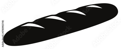 Simple Black Silhouette of a Long Loaf of Bread