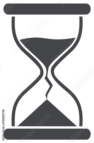 Time running out concept, cracked hourglass with sand, abstract, silhouette, deadline