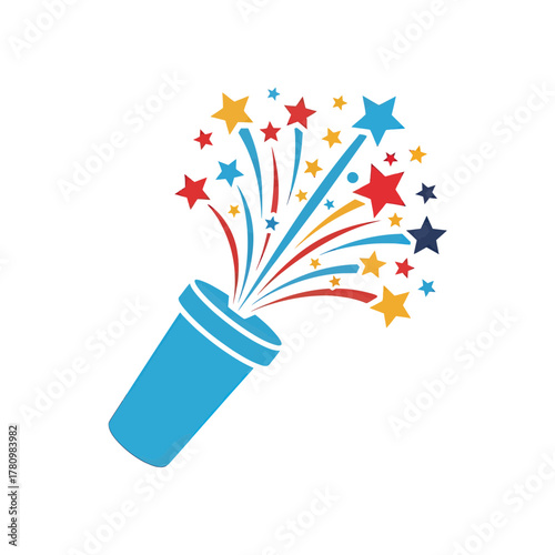 Celebratory popper bursts with festive charm, igniting joy and vibrant enthusiasm