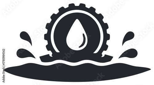 Water Drop Inside a Gear in Water Splash