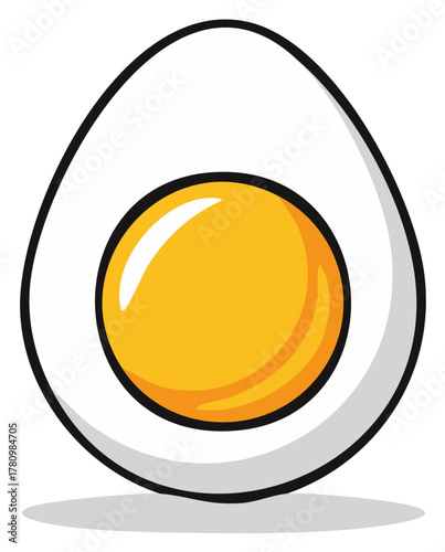 Vibrant Cartoon Hard Boiled Egg Half Illustrating Healthy Breakfast and Protein Food