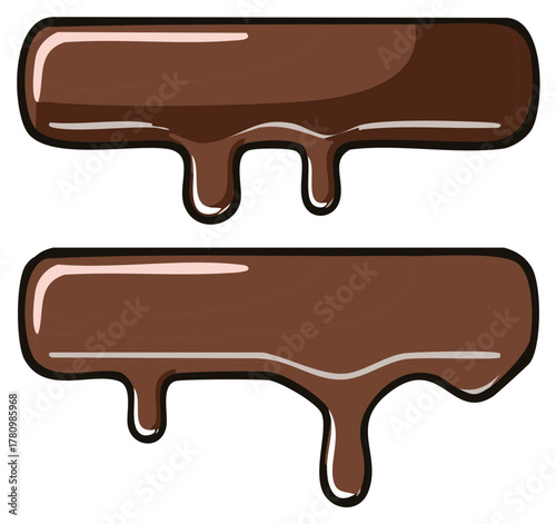 Drawn Chocolate Bars with Dripping Meltdown Effect and Glossy Texture