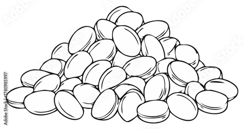 Pile of Simple Round Candies Line Art Icon Illustration Monochrome
