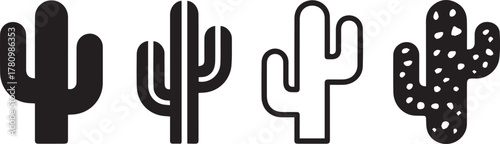 cactus clipart four minimalist cactus symbols solid outline patterned