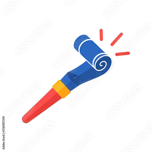 Festive noisemaker illustration for celebration and merrymaking occasions with vibrant colors