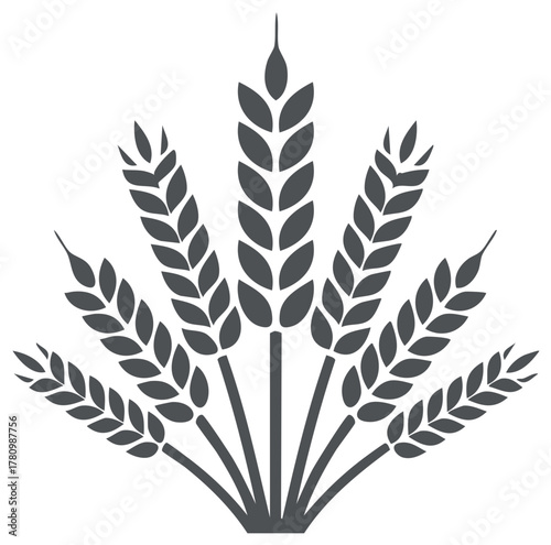 Stylized Wheat Grain Stalk Illustration in Neutral Tones for Agriculture or Food Designs