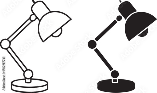 lamp desk lamp vector outline and silhouette icon adjustable arm base